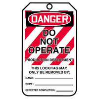 JJ Keller Lockout/Tagout Tag - Danger Do Not Operate Production Department