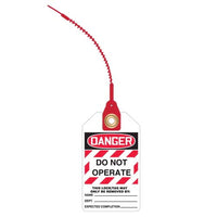 JJ Keller Loop n' Lock Tie Tags - Danger Do Not Operate (Text in White Box) - 10-Pack Tie Tags