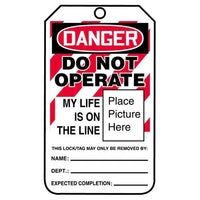 JJ Keller Lockout/Tagout Tag - Danger Do Not Operate My Life Is On the Line