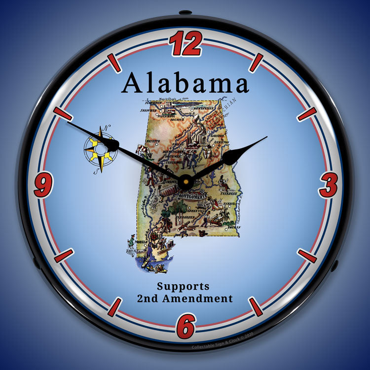 Alabama Supports the 2nd Amendment 14" LED Wall Clock