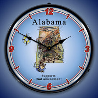 Alabama Supports the 2nd Amendment 14" LED Wall Clock