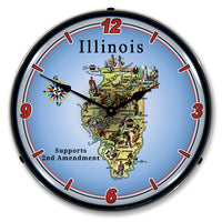 Illinois Supports the 2nd Amendment 14" LED Wall Clock