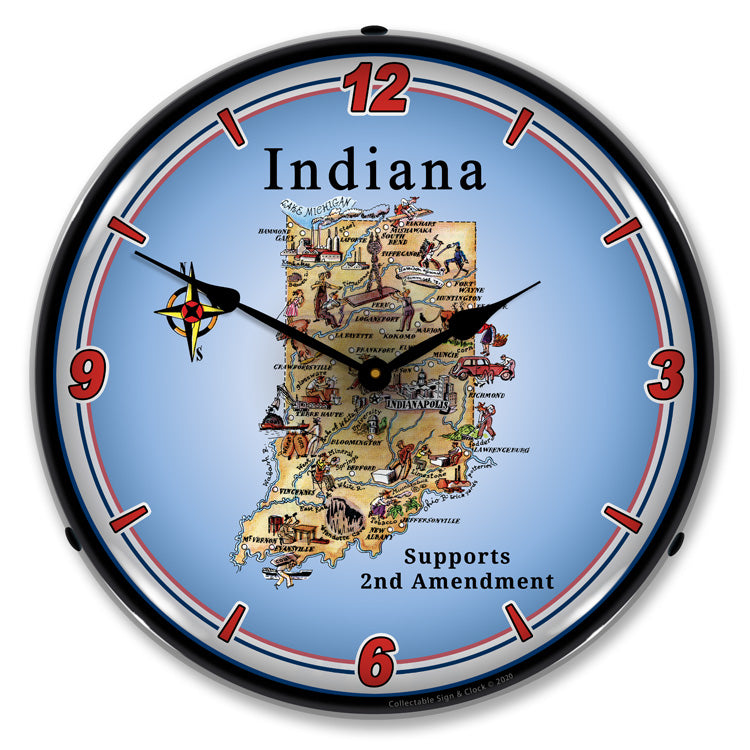 Indiana Supports the 2nd Amendment 14" LED Wall Clock