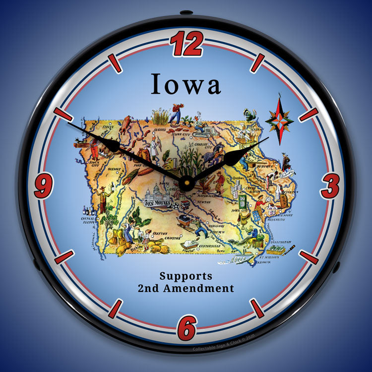 Iowa Supports the 2nd Amendment 14" LED Wall Clock