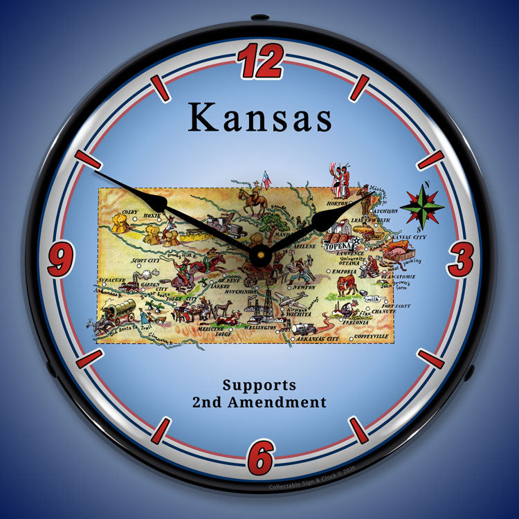 Kansas Supports the 2nd Amendment 14" LED Wall Clock