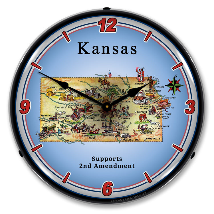 Kansas Supports the 2nd Amendment 14" LED Wall Clock