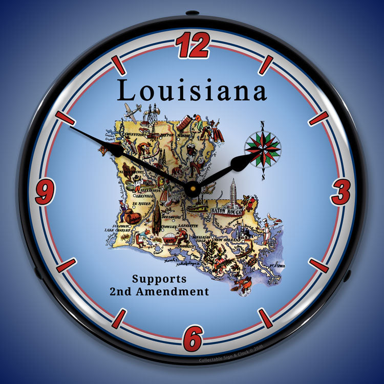 Louisiana Supports the 2nd Amendment 14" LED Wall Clock