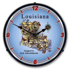 Louisiana Supports the 2nd Amendment 14" LED Wall Clock