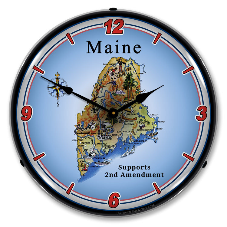 Maine Supports the 2nd Amendment 14" LED Wall Clock