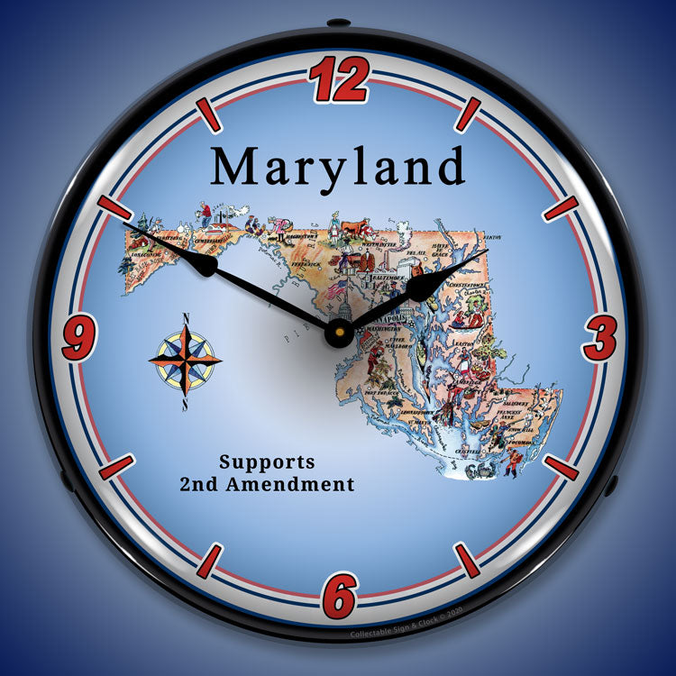Maryland Supports the 2nd Amendment 14" LED Wall Clock