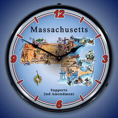Massachusetts Supports the 2nd Amendment 14" LED Wall Clock