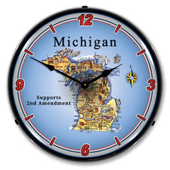 Michigan Supports the 2nd Amendment 14" LED Wall Clock
