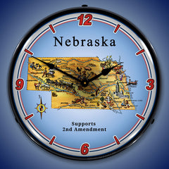 Nebraska Supports the 2nd Amendment 14" LED Wall Clock