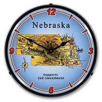 Nebraska Supports the 2nd Amendment 14" LED Wall Clock