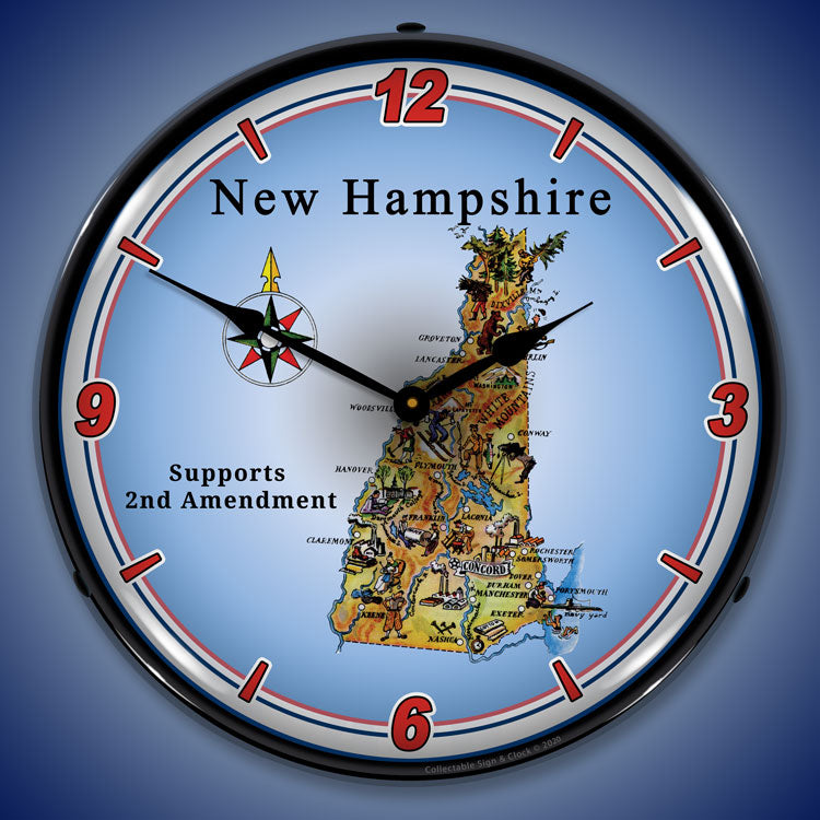 New Hampshire Supports the 2nd Amendment 14" LED Wall Clock