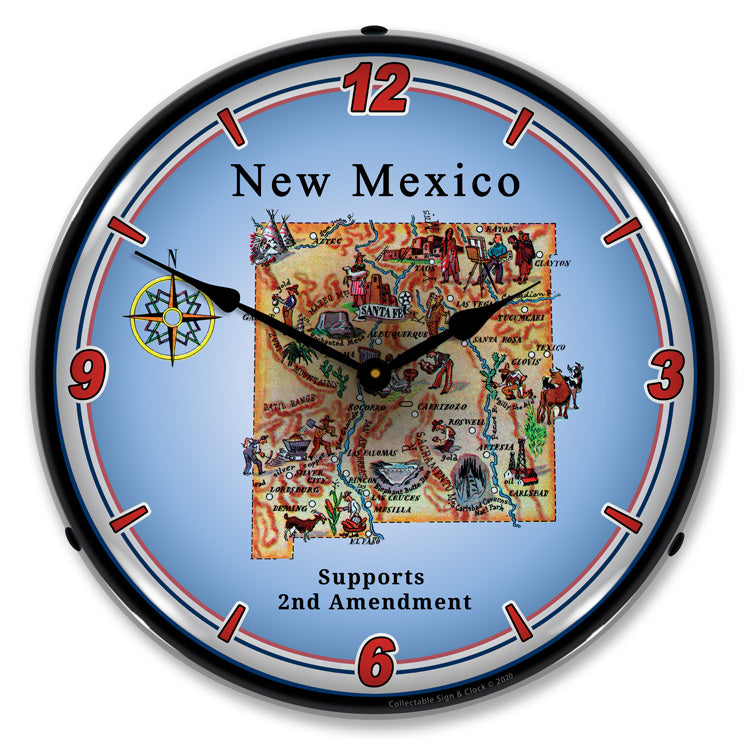 New Mexico Supports the 2nd Amendment 14" LED Wall Clock