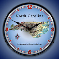 North Carolina Supports the 2nd Amendment 14" LED Wall Clock
