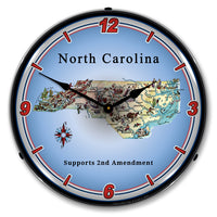 North Carolina Supports the 2nd Amendment 14" LED Wall Clock