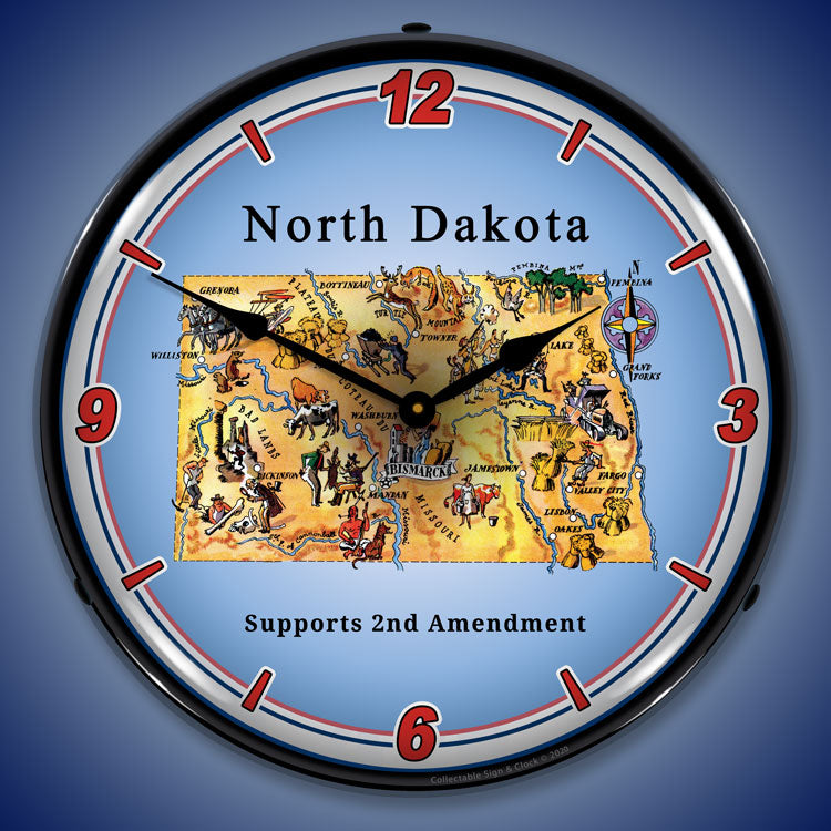 North Dakota Supports the 2nd Amendment 14" LED Wall Clock
