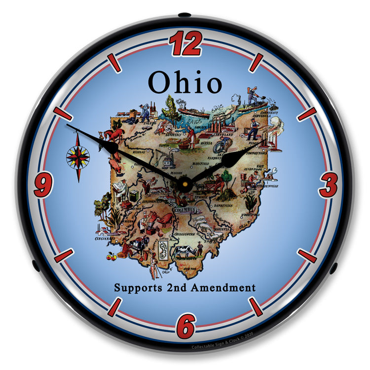 Ohio Supports the 2nd Amendment 14" LED Wall Clock