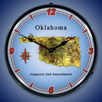 Oklahoma Supports the 2nd Amendment 14" LED Wall Clock