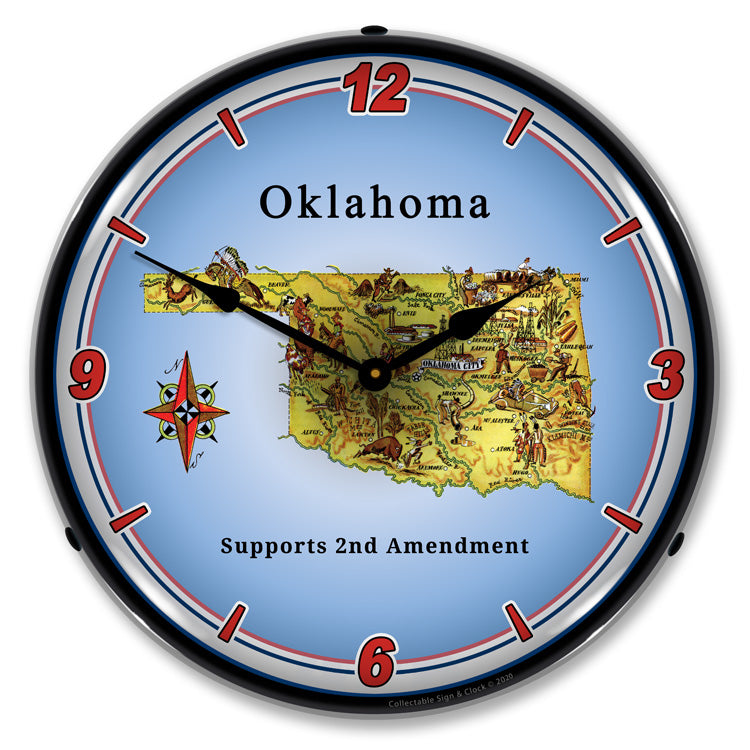 Oklahoma Supports the 2nd Amendment 14" LED Wall Clock