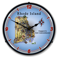 Rhode Island Supports the 2nd Amendment 14" LED Wall Clock