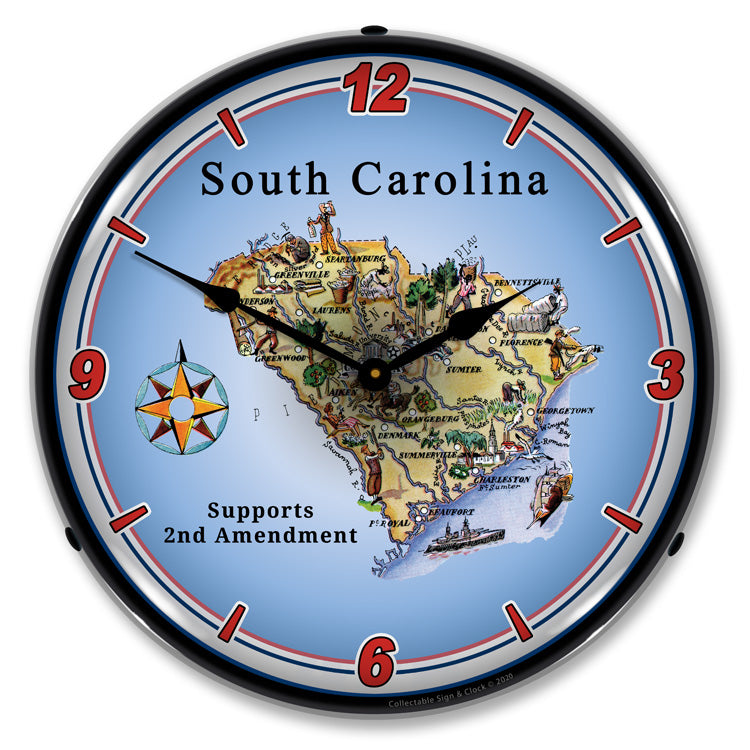 South Carolina Supports the 2nd Amendment 14" LED Wall Clock