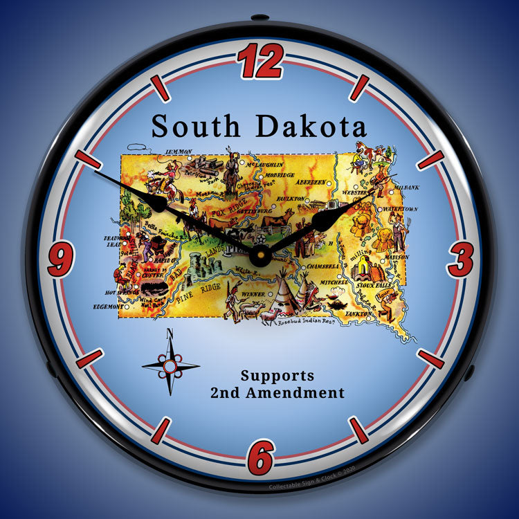South Dakota Supports the 2nd Amendment 14" LED Wall Clock