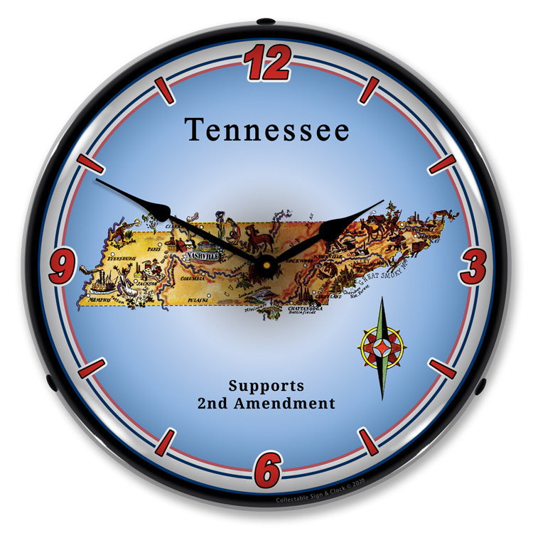 Tennessee Supports the 2nd Amendment 14" LED Wall Clock