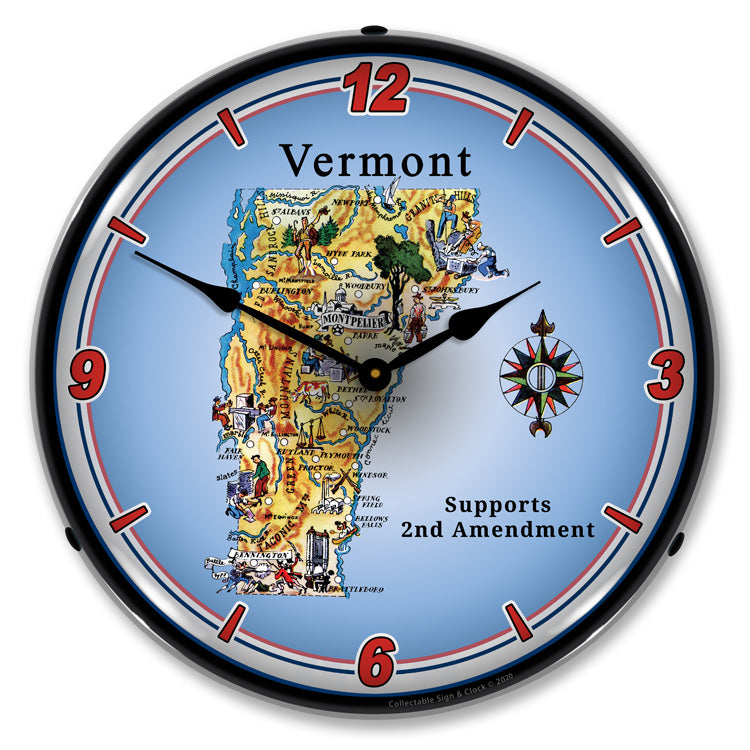 Vermont Supports the 2nd Amendment 14" LED Wall Clock