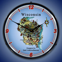 Wisconsin Supports the 2nd Amendment 14" LED Wall Clock