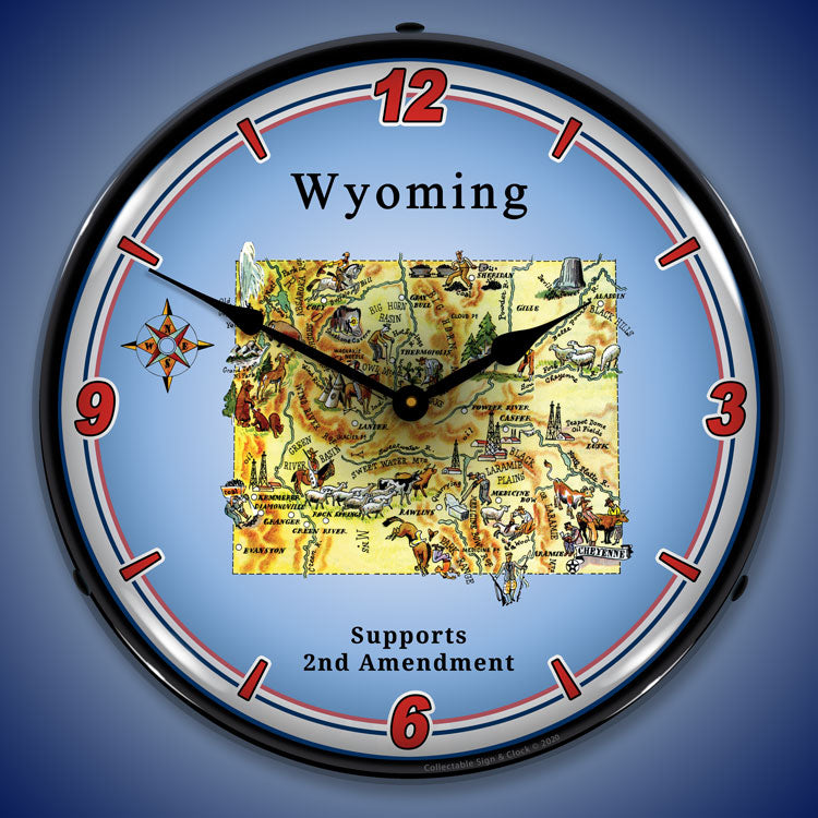 Wyoming Supports the 2nd Amendment 14" LED Wall Clock