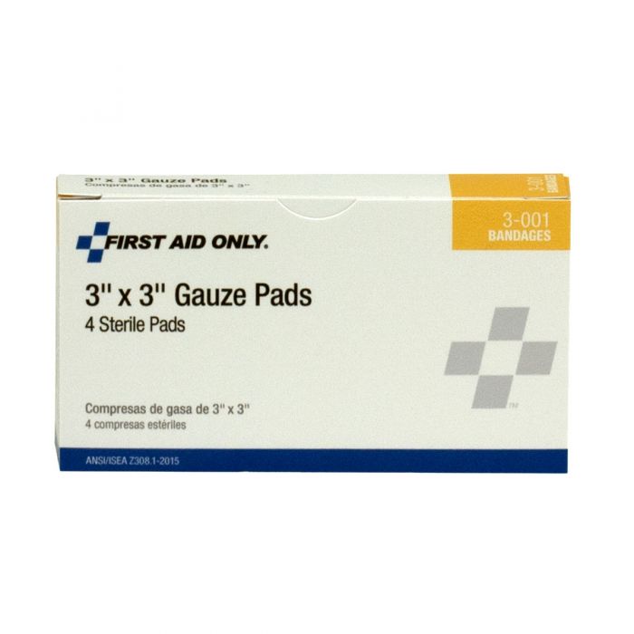First Aid Only Sterile Gauze Pads | 3" x 3" 8-Ply Bulk Case, 4 Per Box