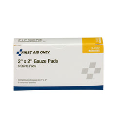 First Aid Only 2"x 2" Sterile Gauze Pads, 6 Per Box
