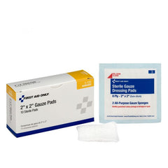 First Aid Only 2" x 2" Sterile Gauze Pads, 10 Per Box
