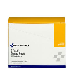 First Aid Only 3" x 3" Sterile Gauze Pads, 10 Per Box