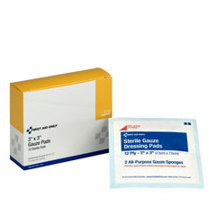 First Aid Only 3" x 3" Sterile Gauze Pads, 10 Per Box