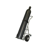 Justrite Single Cylinder Hand Truck, 10 Inch Flat-Free Wheels, Rear Casters