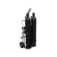 Justrite Double Cylinder Hand Truck With Hoist Ring, 10.5 Inch Pneumatic Wheels, Rear Casters And Tool Tray