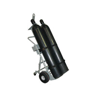 Justrite Double Cylinder Hand Truck With Hoist Ring, 10.5 Inch Pneumatic Wheels, Rear Casters And Tool Tray