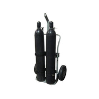 Justrite Double Cylinder Hand Truck With Hoist Ring, 16 Inch Pneumatic Wheels