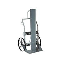 Justrite Double Cylinder Hand Truck With Firewall, 20 Inch Steel Wheels