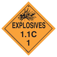 JJ Keller Division 1.1C Explosives Placard, Worded, 176 lb Polycoated Tagboard