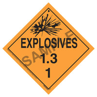 JJ Keller Division 1.3 Vinyl Explosive Word Placard