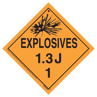 JJ Keller Division 1.3J Explosives Placard, Worded