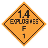 JJ Keller Division 1.4F Explosives Placard, Worded, 176 lb Polycoated Tagboard