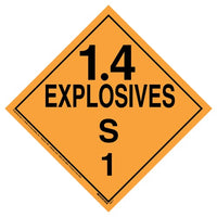 JJ Division 1.4S Explosives Placard - Worded