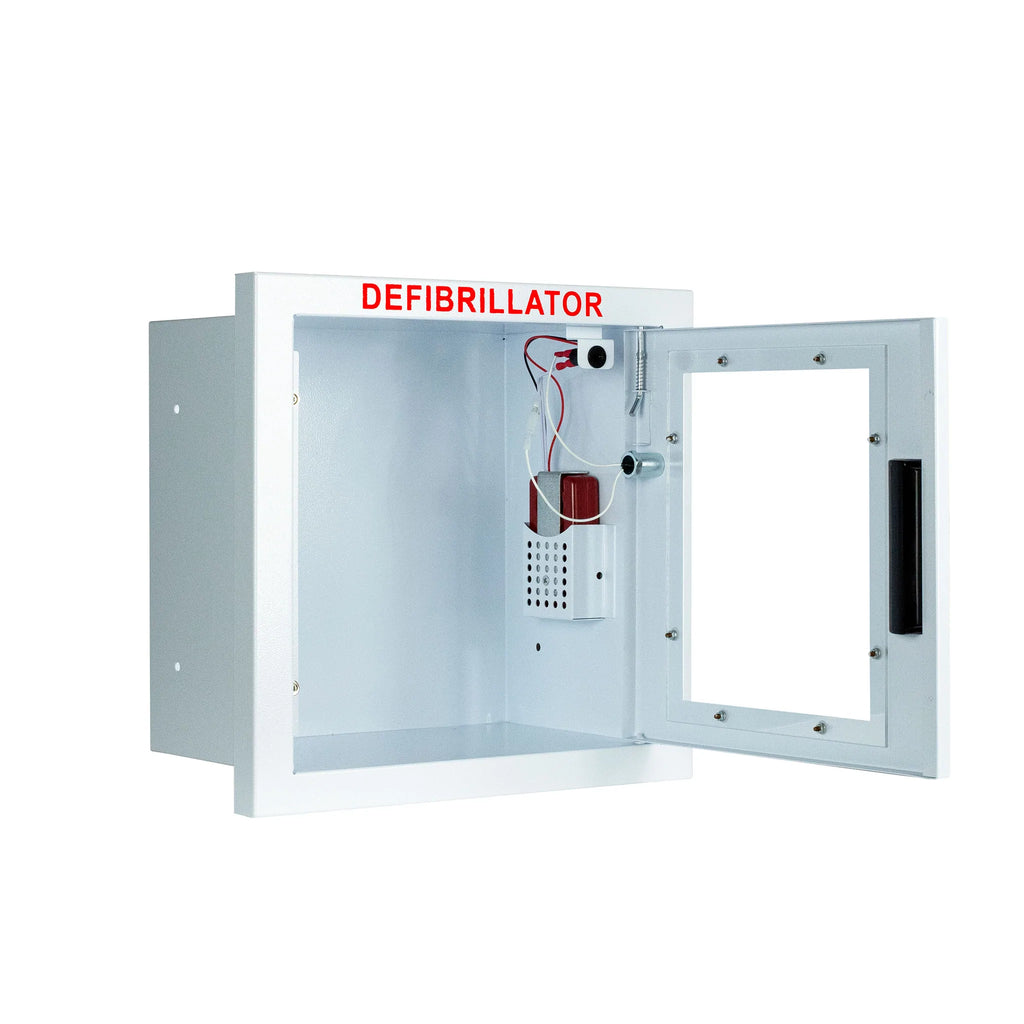 Cubix Safety Fully Recessed Small Compact AED Cabinet with Integrated Audible Alarm
