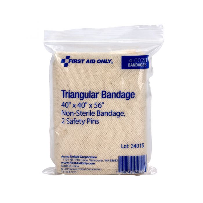 First Aid Only 40" x 40" x 56" Muslin Triangular Bandage for Emergency Splinting and Support